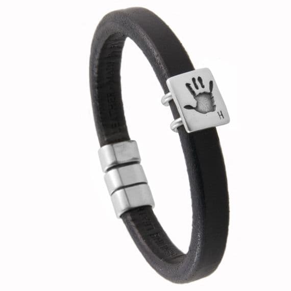 Men's Leather Hand print Bracelet