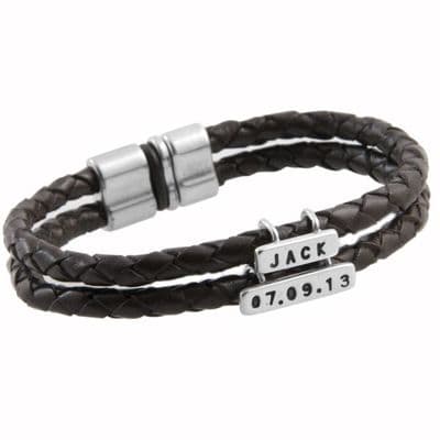 Personalised Double Leather Bracelet
