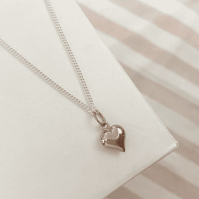 Puffed Rose Heart Necklace