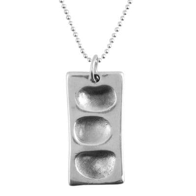 Rectangle Fingerprint Dog Tag And Ball Chain