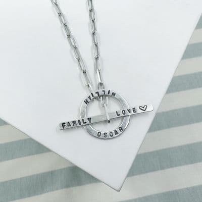 Rectangle Necklace With Personalised Toggle