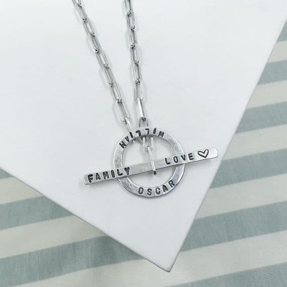 Rectangle Necklace With Personalised Toggle