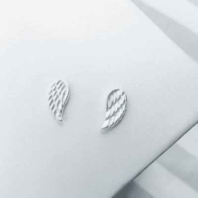Silver Angel Wing Studs
