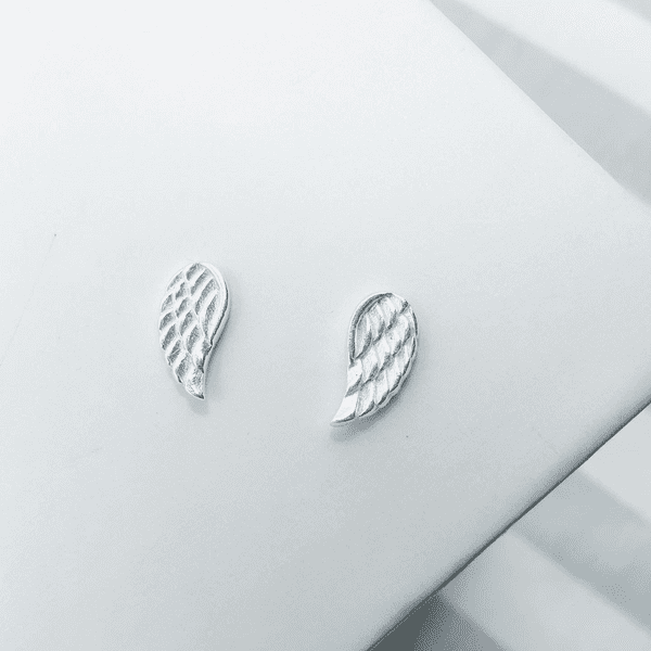 Silver Angel Wing Studs