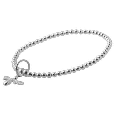 Silver Beaded Bee Bracelet
