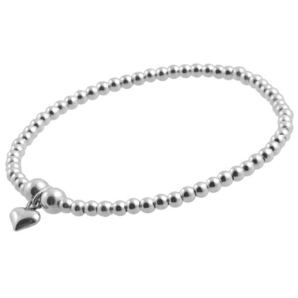 Silver Beaded Heart Bracelet