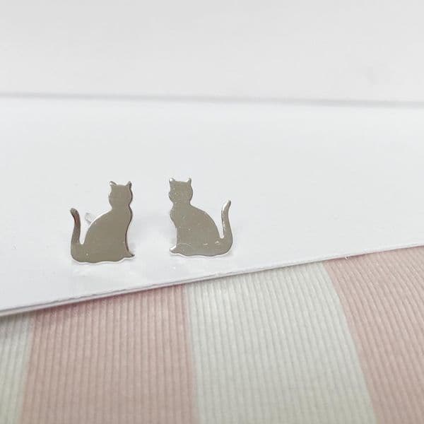 Silver Cat Earrings