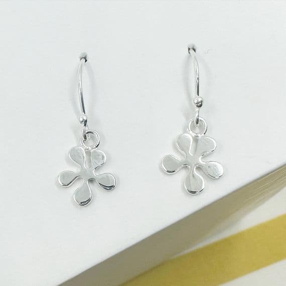 Silver Dangle Flower Earrings