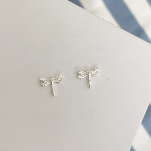 Silver Dragonfly Studs