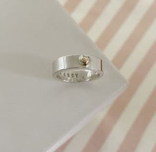 Silver Gold Heart Ring