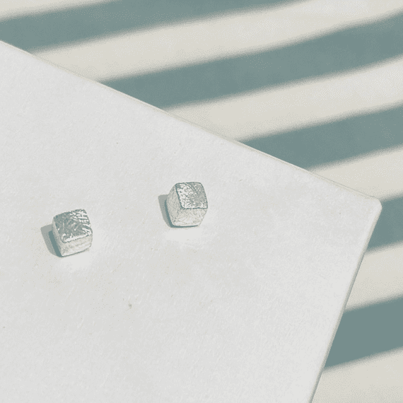Silver Square Studs