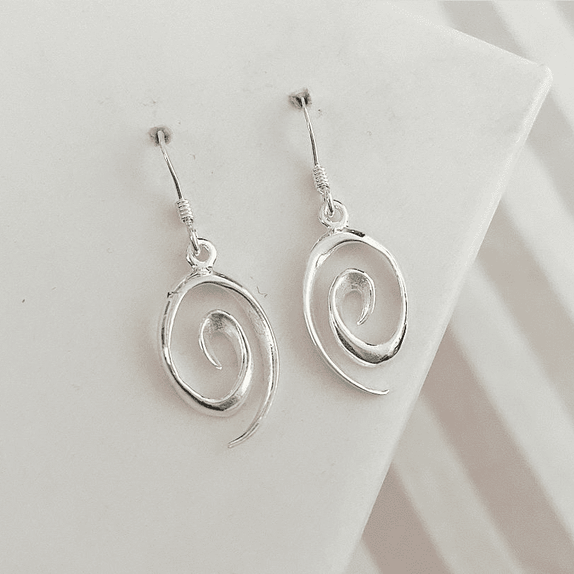 Silver 2025 spiral earrings