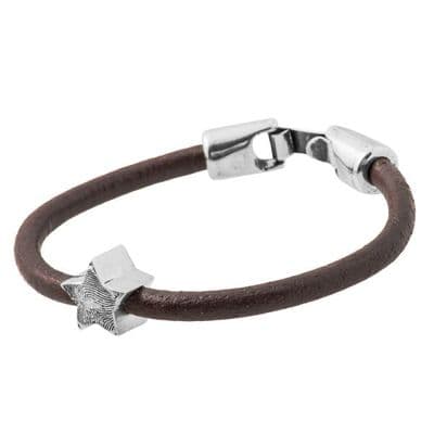 Star Fingerprint Bead Leather Bracelet.