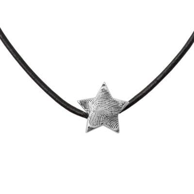 Star Fingerprint Bead Leather Necklace