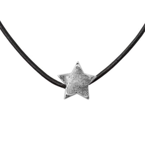 Star Fingerprint Bead Leather Necklace