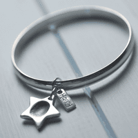 Star Fingerprint Charm And Rectangle Tag