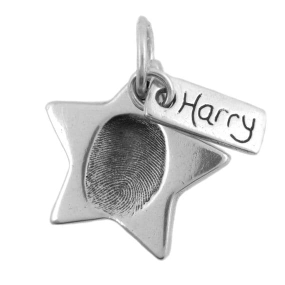 Star Fingerprint Charm And Rectangle Tag
