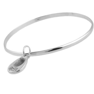 Tear Drop Fingerprint Charm And Small Smooth Finish Bangle
