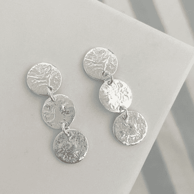 Triple Hammered Dangle Earrings