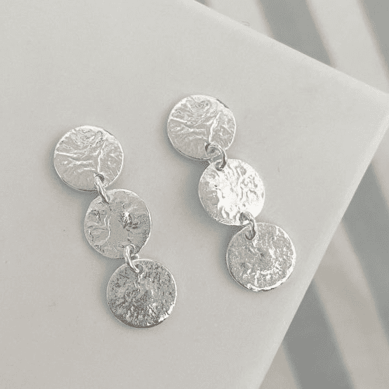 Triple Hammered Dangle Earrings