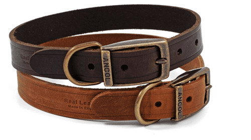 Ancol Latigo Dark Havana / Light Chestnut Leather Dog Collar - Choose Colour