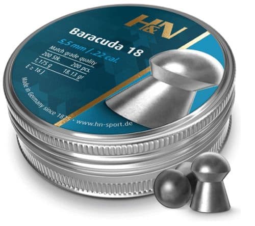 H&N Baracuda 18 .22 / 5.52mm Match Grade Quality Domed Pellets