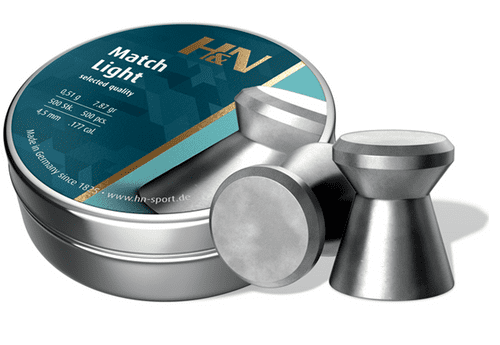 H&N Match Light .177 / 4.49mm Flat Head Target Practice Air Pellets