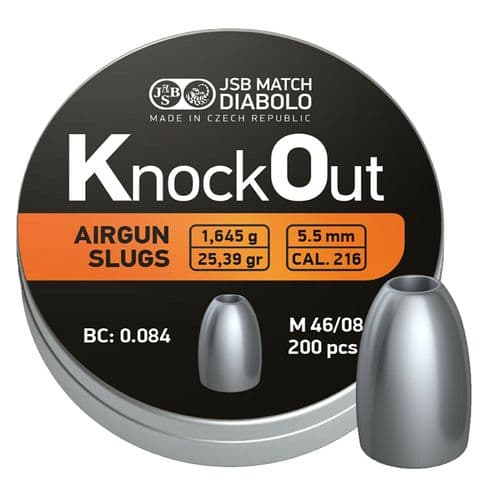 JSB Knock Out Slugs .22 / 5.5mm Hollow Point PCP Slug Pellets (.216)