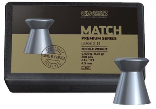 JSB Match Premium Middleweight .177 / 4.52 Diabolo Flat Head Pellets - Full Tub 200