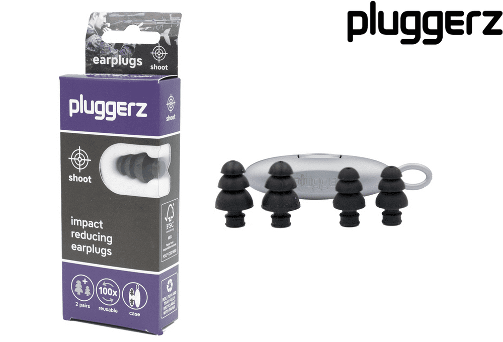 Pluggerz Ear Plugs Black Clay Game Shooting Hearing Protection