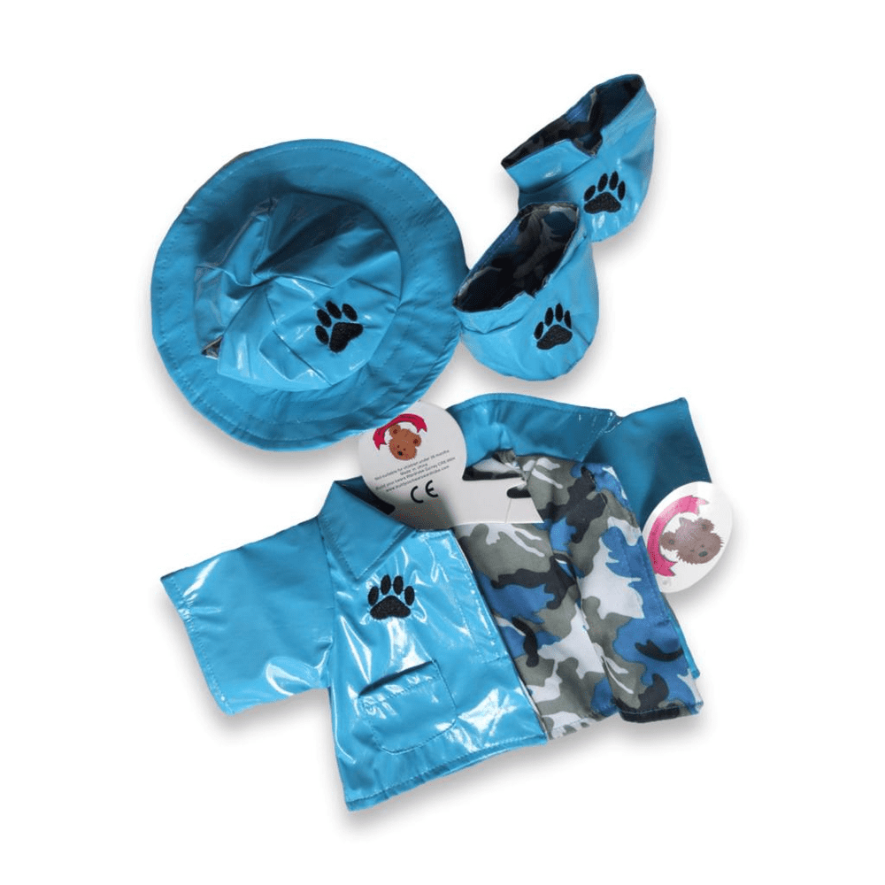 Teddy Bear Clothes Blue Raincoat Hat Boots 2 IN 1 Build Your