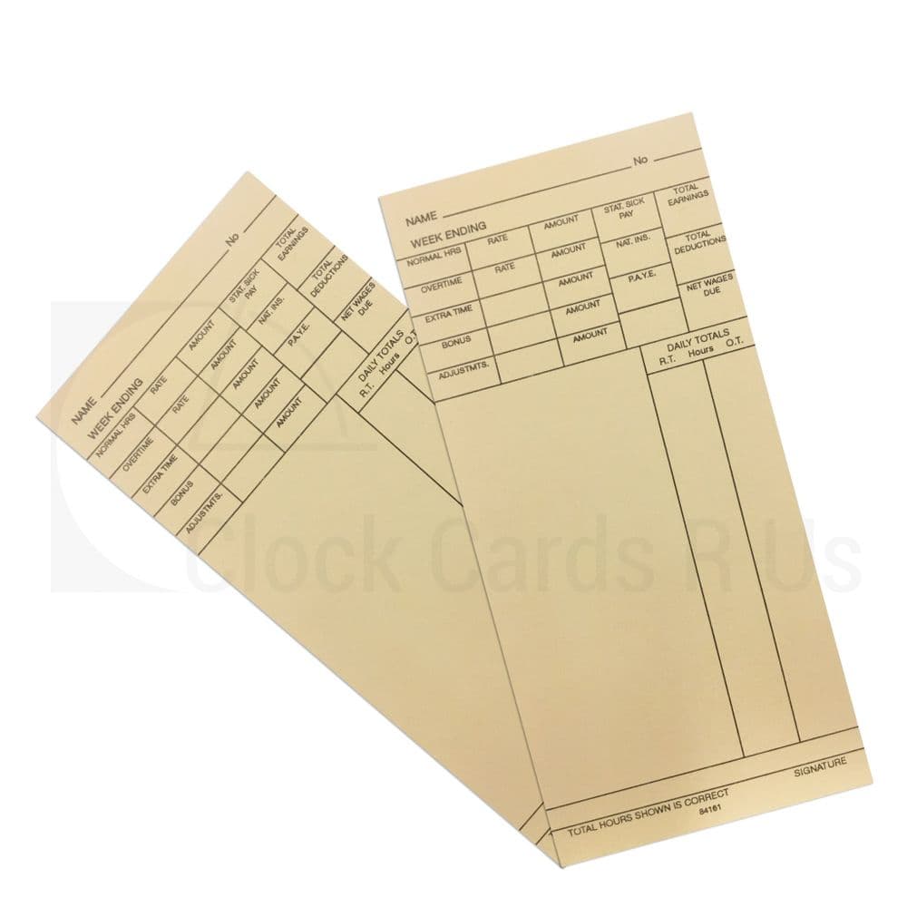 Clock Note Card 84161 Time Clock Cards