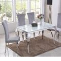  JP DT840 Dining table160cm (White Glass) & JP CH250 Plush Velvet Grey Chairs By Jesse plana