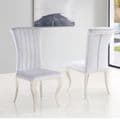  JP DT840 Dining table160cm (White Glass) & JP CH250 Plush Velvet Grey Chairs By Jesse plana