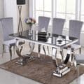  JP DT840 Dining table180cm (Black Glass) & JP CH250 Plush Velvet pewter Chairs By Jesse plana