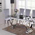  JP DT840 Dining table180cm (Black Glass) & JP CH250 Plush Velvet pewter Chairs By Jesse plana