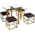 AXE 153 Dining table & 4 Dining  Stools(Brown)Set  By Denelli