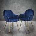 AXE Chairs Blush Velvet Dark Blue  From Denelli