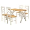 AXE DT 148  Dining table (Solid Wood/Painted White) & 4 chairs