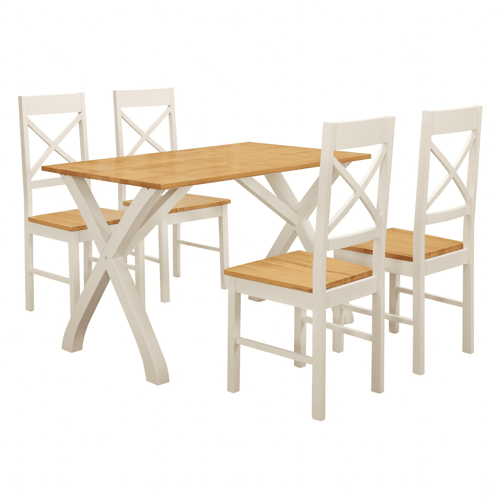 AXE DT 148  Dining table (Solid Wood/Painted White) & 4 chairs