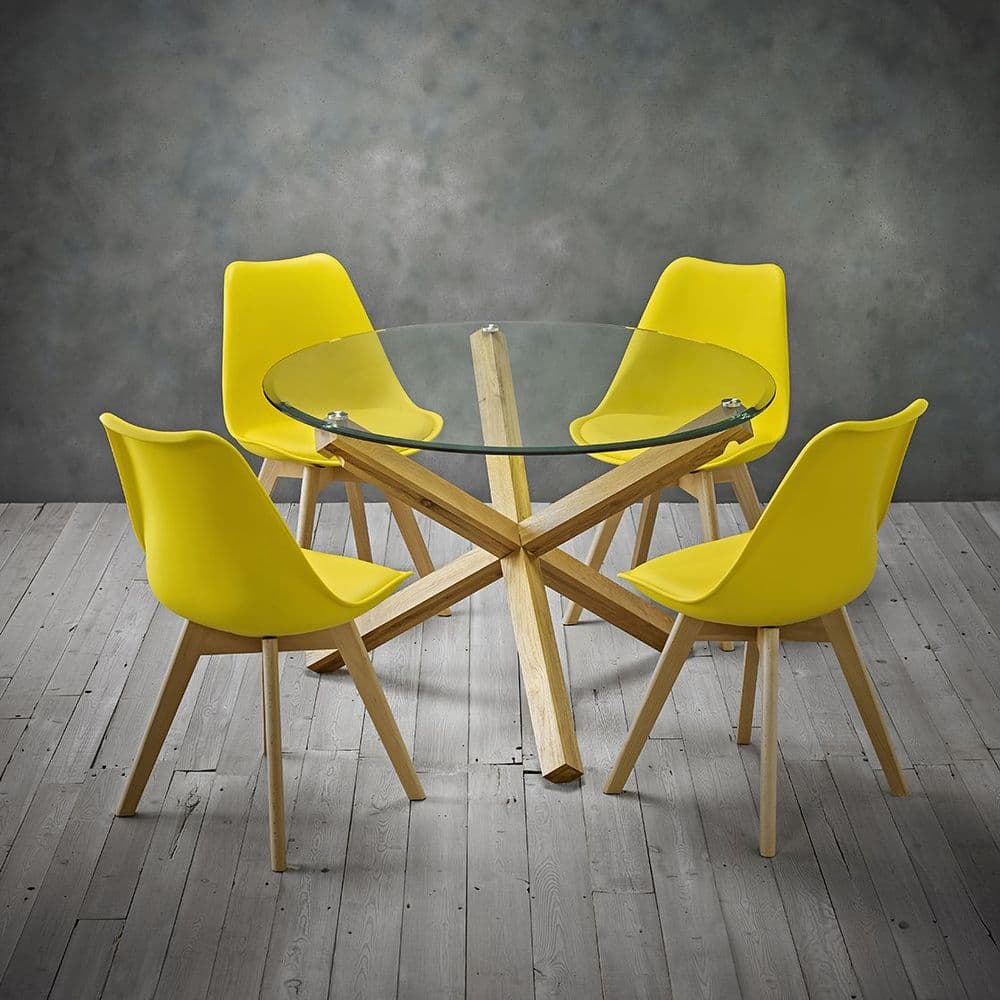 AXE DT142 Dining table (Large)& AXE CH Yellow Chairs From Denelli