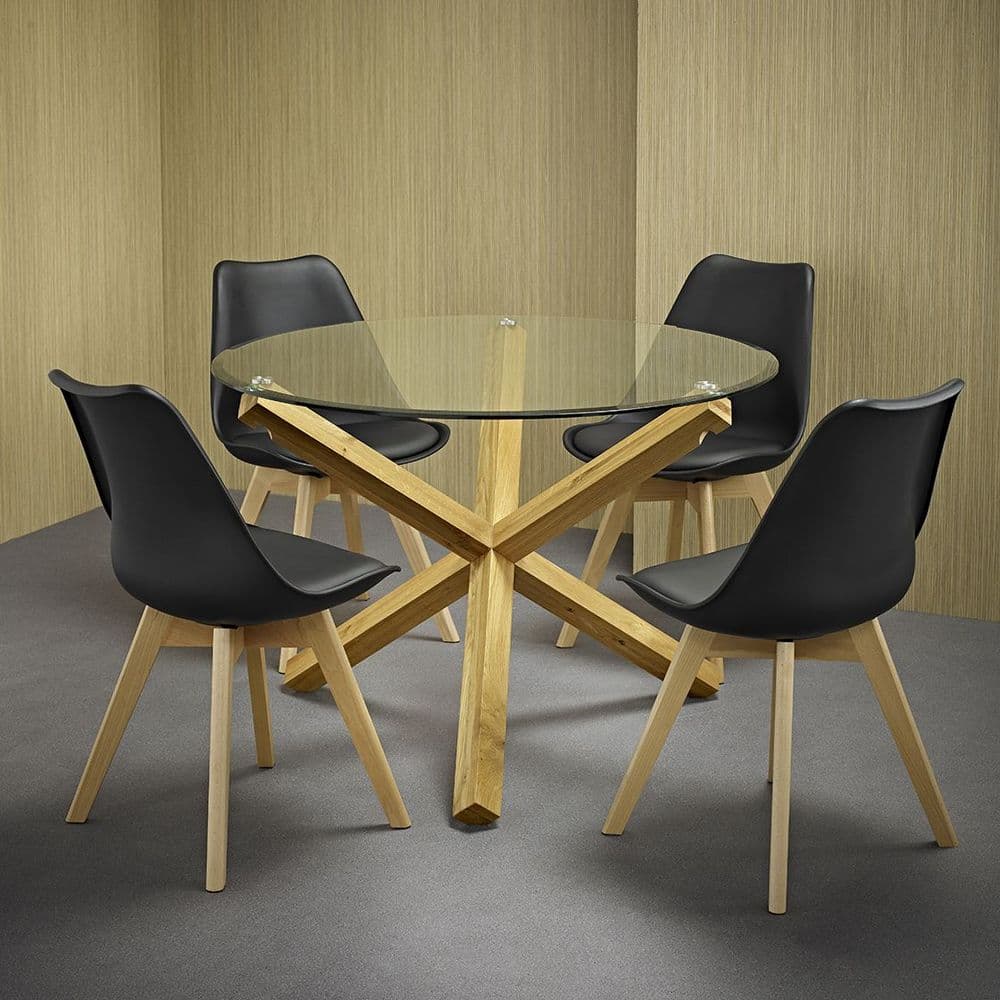 AXE DT142 Dining table (Medium) &  AXE CH Black Chairs From Denelli