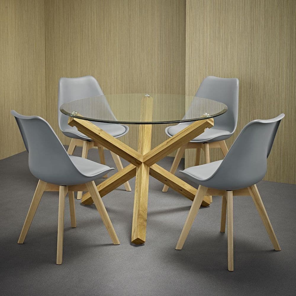 AXE DT142 Dining table  (Medium) & AXE CH Grey Chairs From Denelli