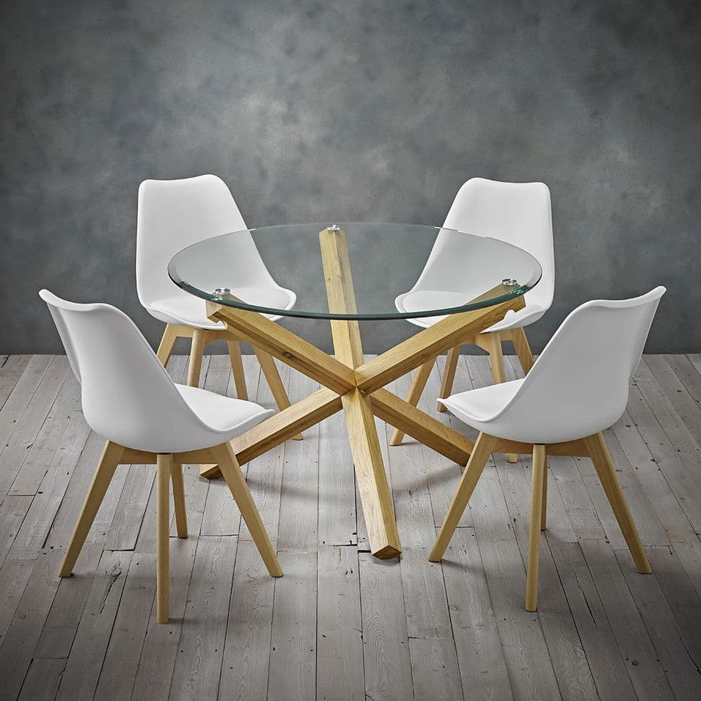 AXE DT142 Dining table (Medium ) & AXE CH White Chairs From Denelli