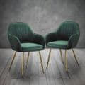 AXE Glass Dining table Round   &  AXE Chairs Blush Velvet Green From Denelli
