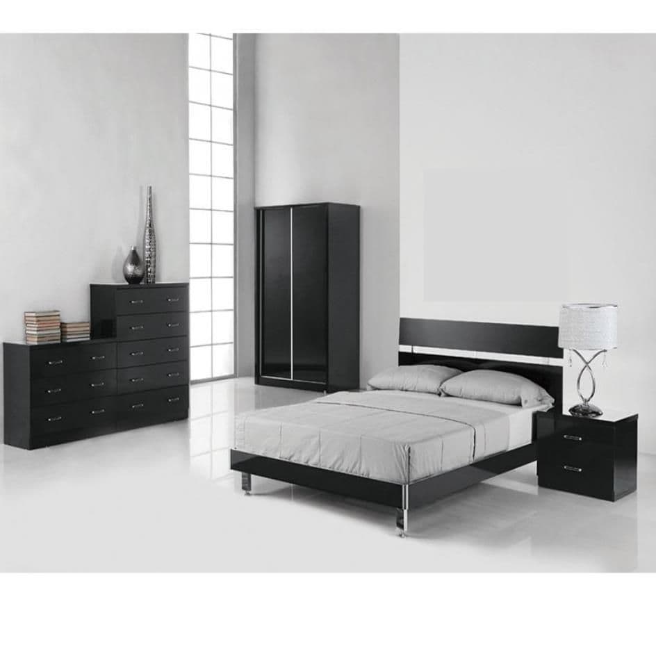 AXE30 wardrobe 2 Door Sliding Wardrobe Black Gloss 1