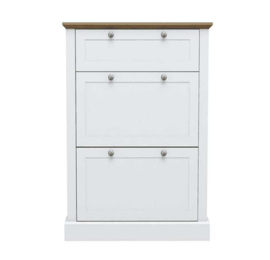 AXE97 Shoe Rack 3 Tier (Oak/white Finish)By Denille