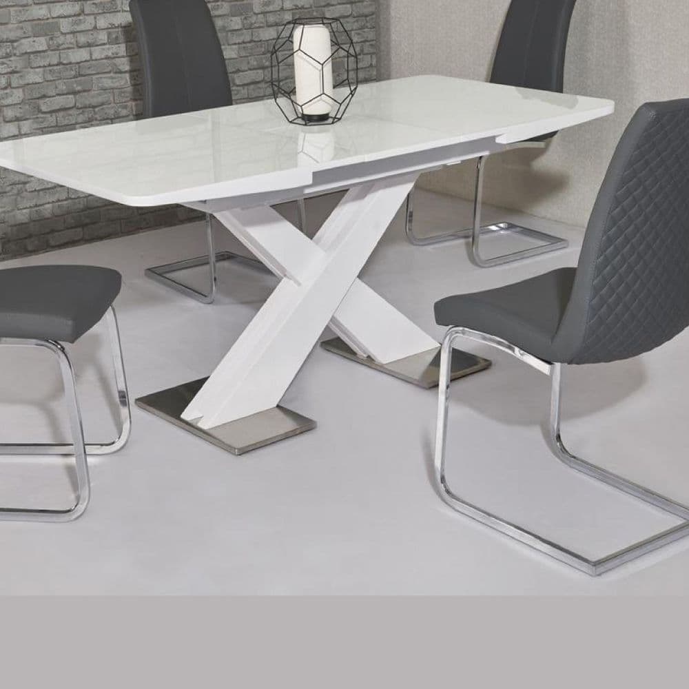 JP DT5506 Dining table140/180 cm White Gloss (Medium) & JP CH998 Grey Chairs From Jesse plana (2)