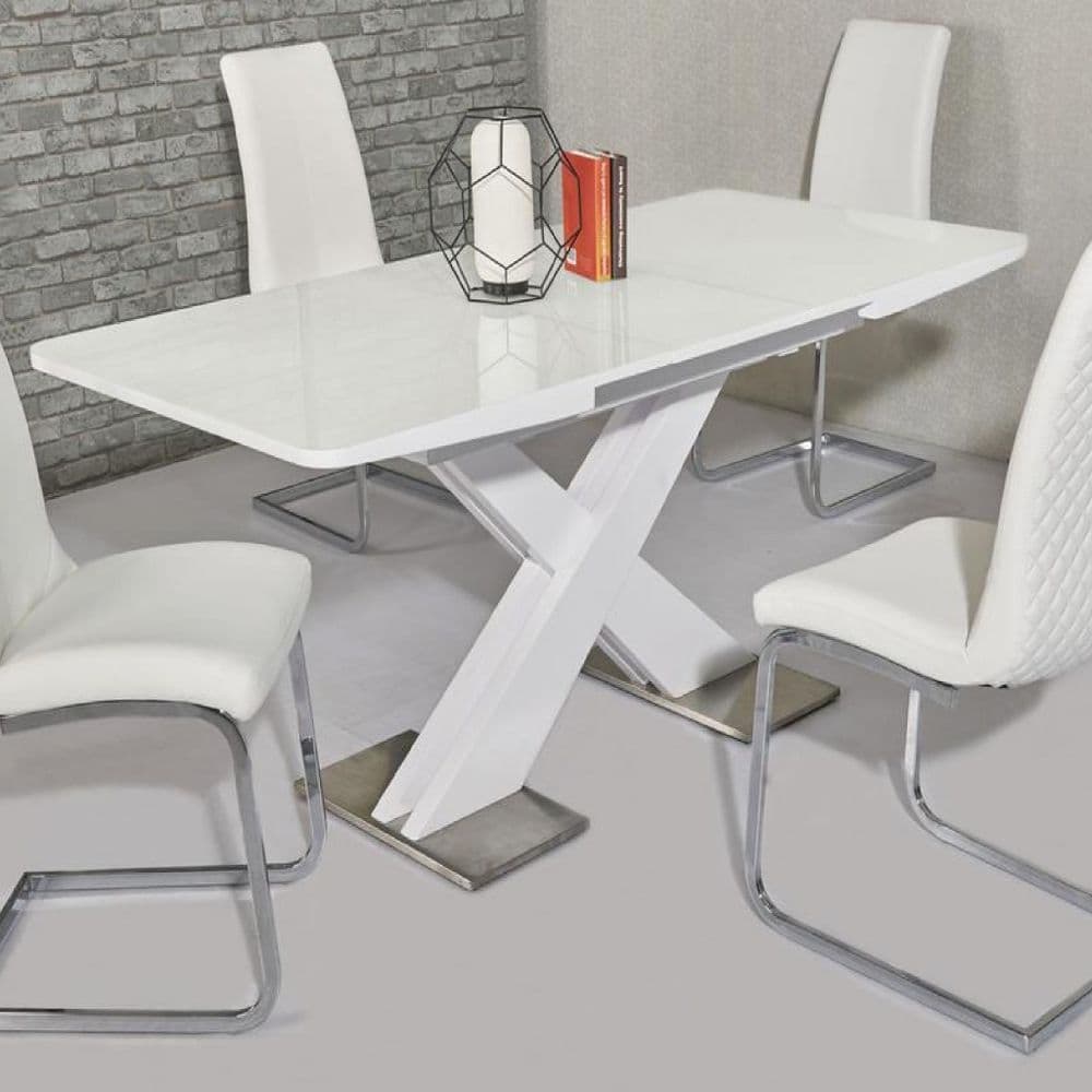 JP DT5506 Dining table140/180 cm White Gloss (Medium) & JP CH998 White Chairs From Jesse plana (1)