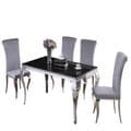 JP DT840 Dining table160cm (Black Glass) & JP CH250 Plush Velvet Grey Chairs By Jesse plana